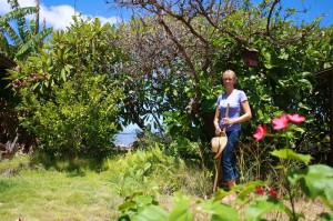 “I use local chicken manure and my own compost to fertilize the yard (no chemical pesticides or herbicides). I also have an automatic sprinkler system, which is timed to avoid the midday heat.” -Krista Woodward
